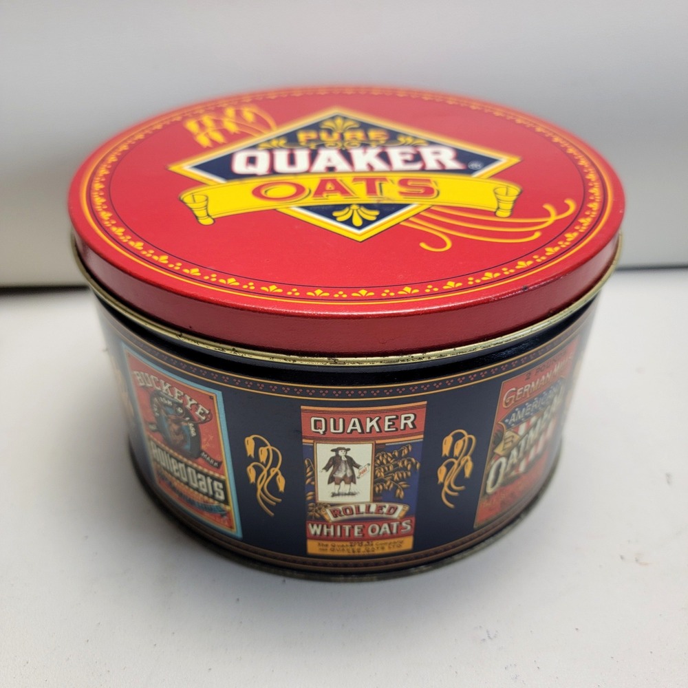 Vintage 1982 Quaker Oats Heritage Cookie Tin Limited Edition Round Container - Picture 1 of 12